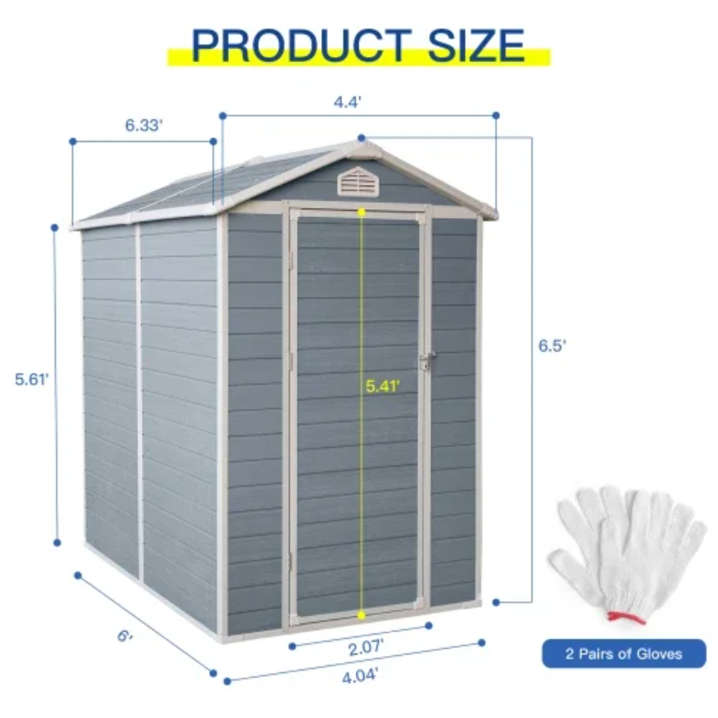 Outdoor Furniture Store - 6x4フィート樹脂製屋外収納小屋キット-パティオ家具の保管に最適、グレー