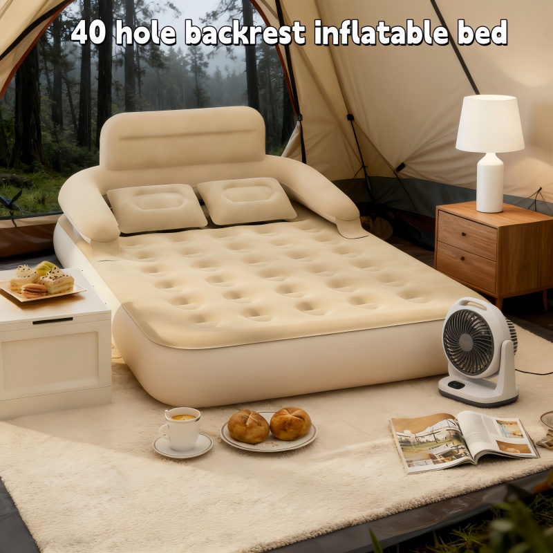 Outdoor Furniture Cushion - 屋外多機能2人用キャンプ用インフレータブルベッド、ポータブル背もたれ付きプラッシュインフレータブルソファ、エアクッションベッド、自宅での昼寝用