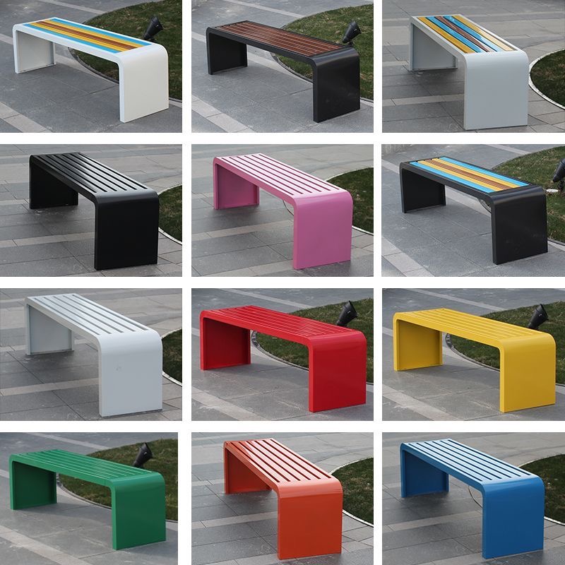 Garden Bench Metal - 1m～1.8m 冷間圧延鋼板製メタルベンチ 公園 屋外用椅子 ガーデンロングベンチ ショッピングモールベンチ