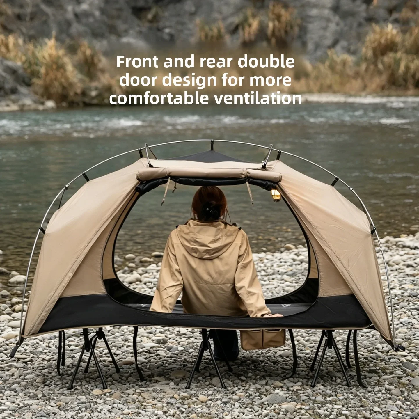 Outdoor Daybed Furniture - MOUNTAINHIKER アウトドアキャンプベッドテント家具 軽量防水シングルレジャーキャンプテントオーニングキャノピー 旅行ピクニック用