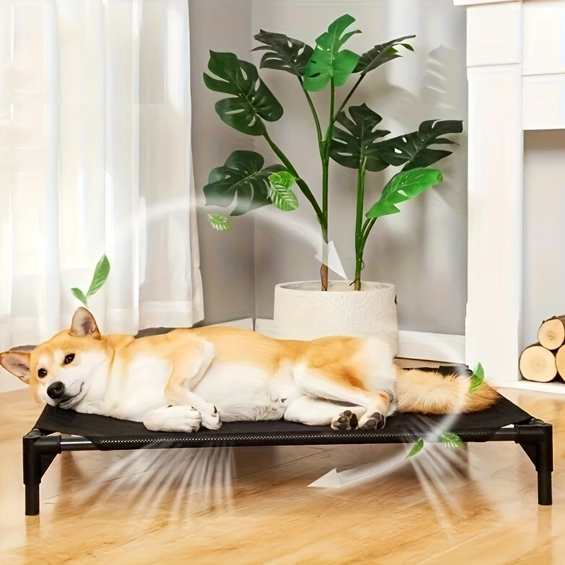 Outdoor Daybed Sofa - 冷却高架犬用ベッド - 犬、猫、屋外用に高架、ガードレール付き、通気性メッシュ、ポータブルキャンプコット