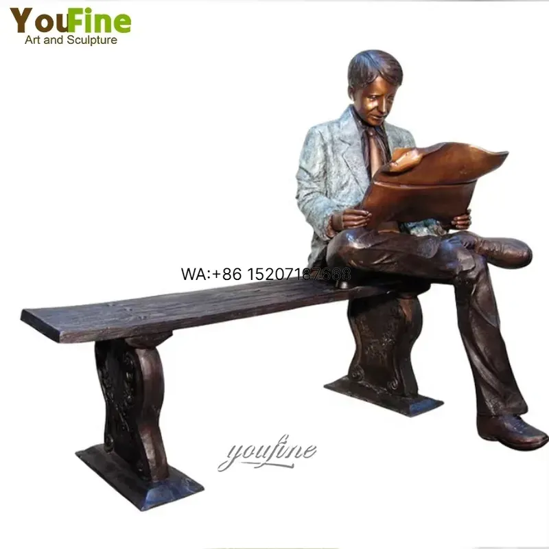 Garden Bench Metal - Wmwmnu 高品質ガーデンデコレーション メタルブロンズ製 ベンチに座る男性像