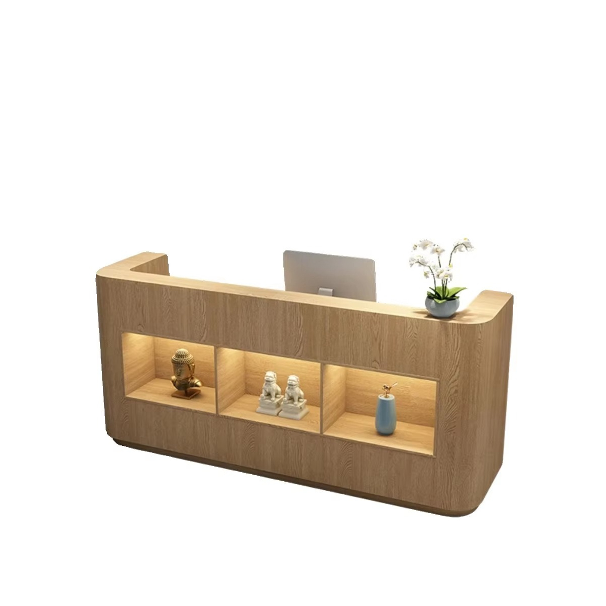 Outdoor Furniture Store - 耐久性のある長方形の漆塗り木製受付カウンター（商業・オフィス用、屋外コンビニ・レストランのレジ用）