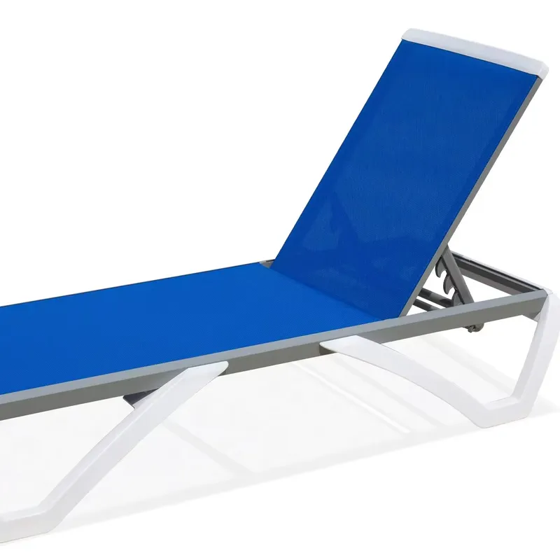 Deck Chair Lounger - モダンなアルミ製調節可能ラウンジチェア、全天候型プラスチック製シェーズ、屋外ビーチデッキプールサイド用-高級サンラウンジャー