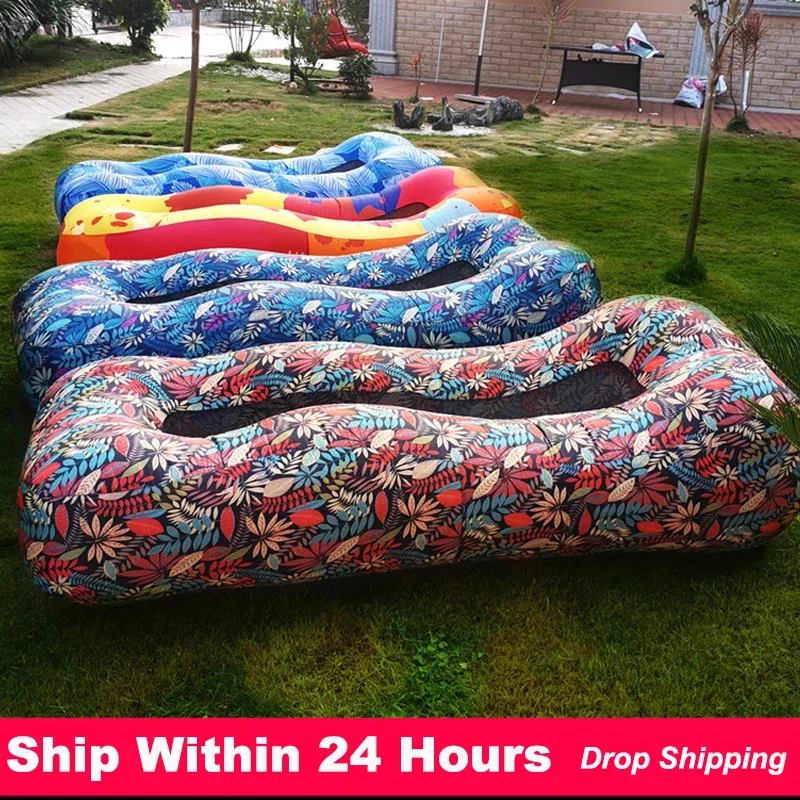 Outdoor Daybed Sofa - インフレータブルソファベッド睡眠ダブルマットレス超軽量シートエアセルフハイキング旅行ベッドキャンプ用品ワイドシー枕