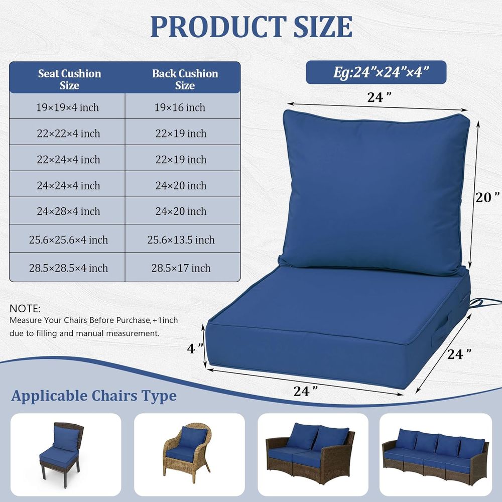24x24インチの屋外用ディープシートクッション4個セット、 - Outdoor Furniture Cushion のレビューと価格