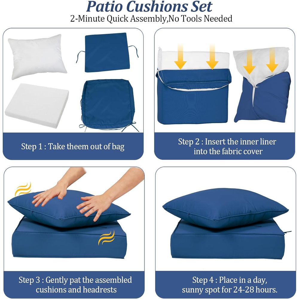 24x24インチの屋外用ディープシートクッション4個セット、 - Outdoor Furniture Cushion のレビューと価格