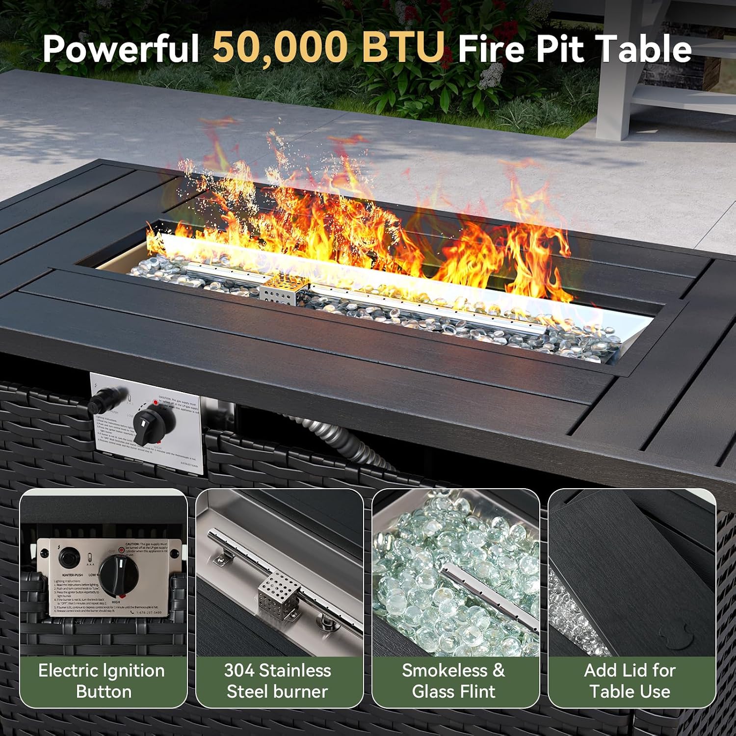 ファイヤーピットテーブル付きパティオ家具セット、6人掛け屋外 - Outdoor Furniture With Fire Pit Table のレビューと価格
