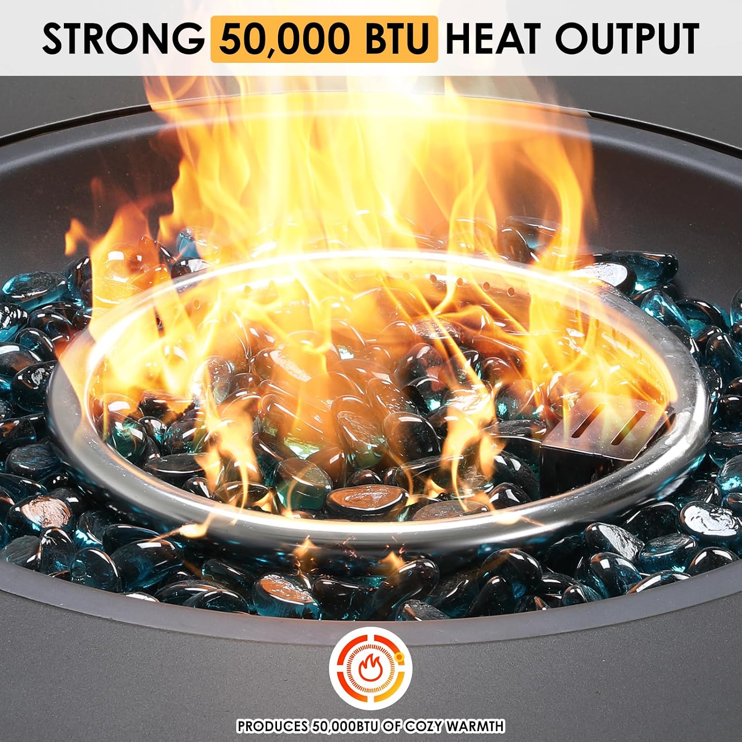 30インチ円形プロパンファイヤーピットセット 50000 B - Outdoor Furniture With Fire Pit Table のレビューと価格