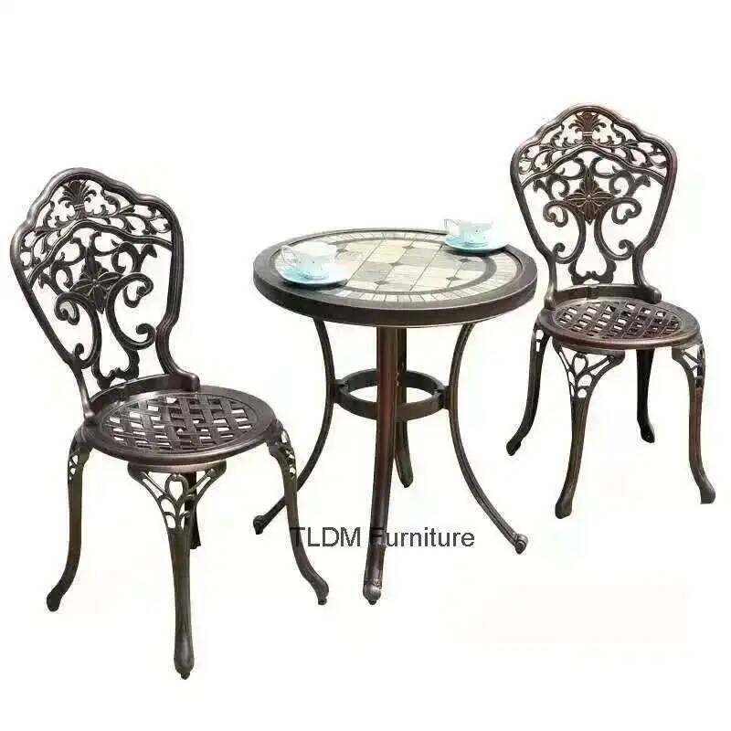 屋外レジャーチェアセット、鋳造アルミニウム製中庭ガーデン用テ - Outdoor Furniture Metal Chairs のレビューと価格