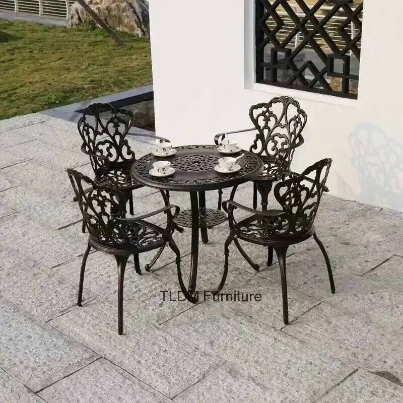 屋外レジャーチェアセット、鋳造アルミニウム製中庭ガーデン用テ - Outdoor Furniture Metal Chairs のレビューと価格