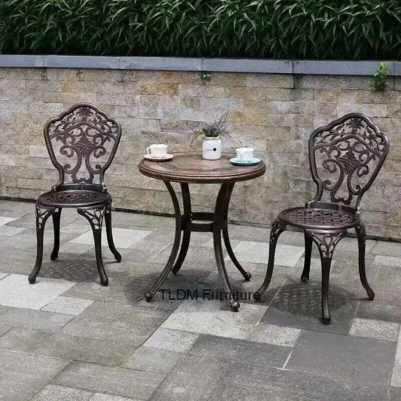 屋外レジャーチェアセット、鋳造アルミニウム製中庭ガーデン用テ - Outdoor Furniture Metal Chairs のレビューと価格