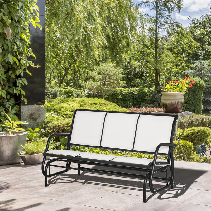 3人用ガーデンスイングベンチ、金属と通気性のあるメッシュ生地 - Garden Bench Metal のレビューと価格
