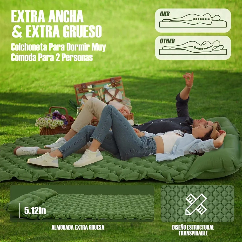 ホットアウトドアキャンプ用ダブルエアマットレス超ワイド寝袋マ - Outdoor Daybed Furniture のレビューと価格