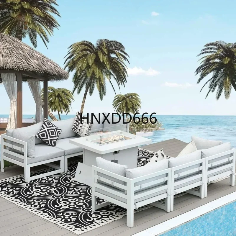 7点セット アルミ製屋外パティオ会話セット、43インチのプロ - Outdoor Furniture With Fire Pit Table のレビューと価格