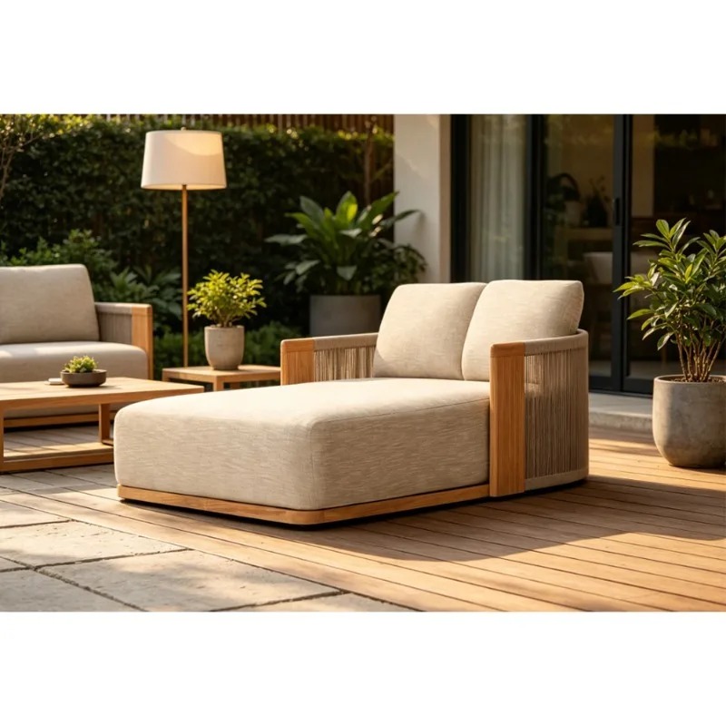パティオチーク製シェーズロングデイベッド耐候性屋外ベッドヴィ - Outdoor Daybed Furniture のレビューと価格