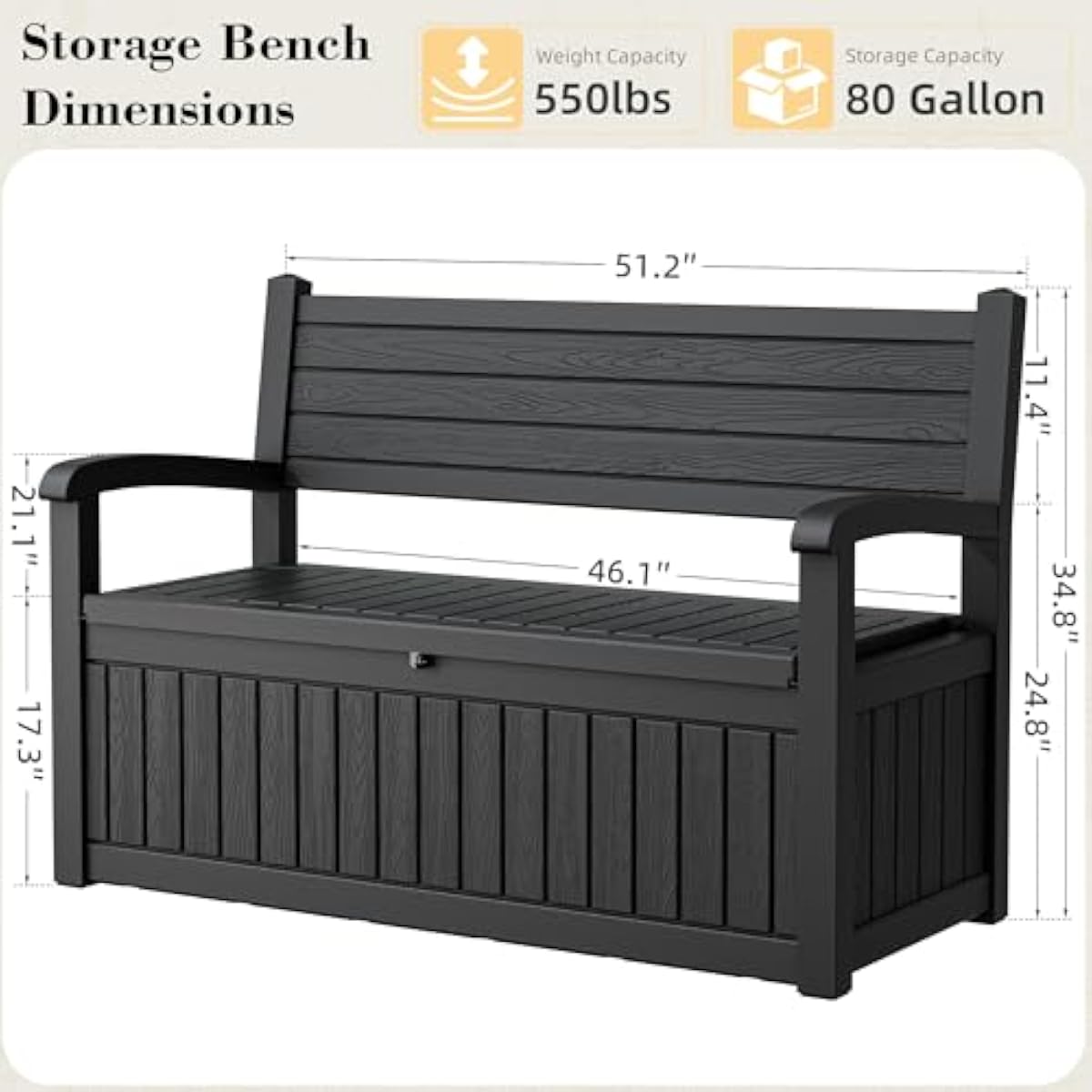 80ガロン容量の屋外収納ベンチ、防水加工の樹脂製、鍵付き、庭 - Outdoor Furniture Cushion のレビューと価格