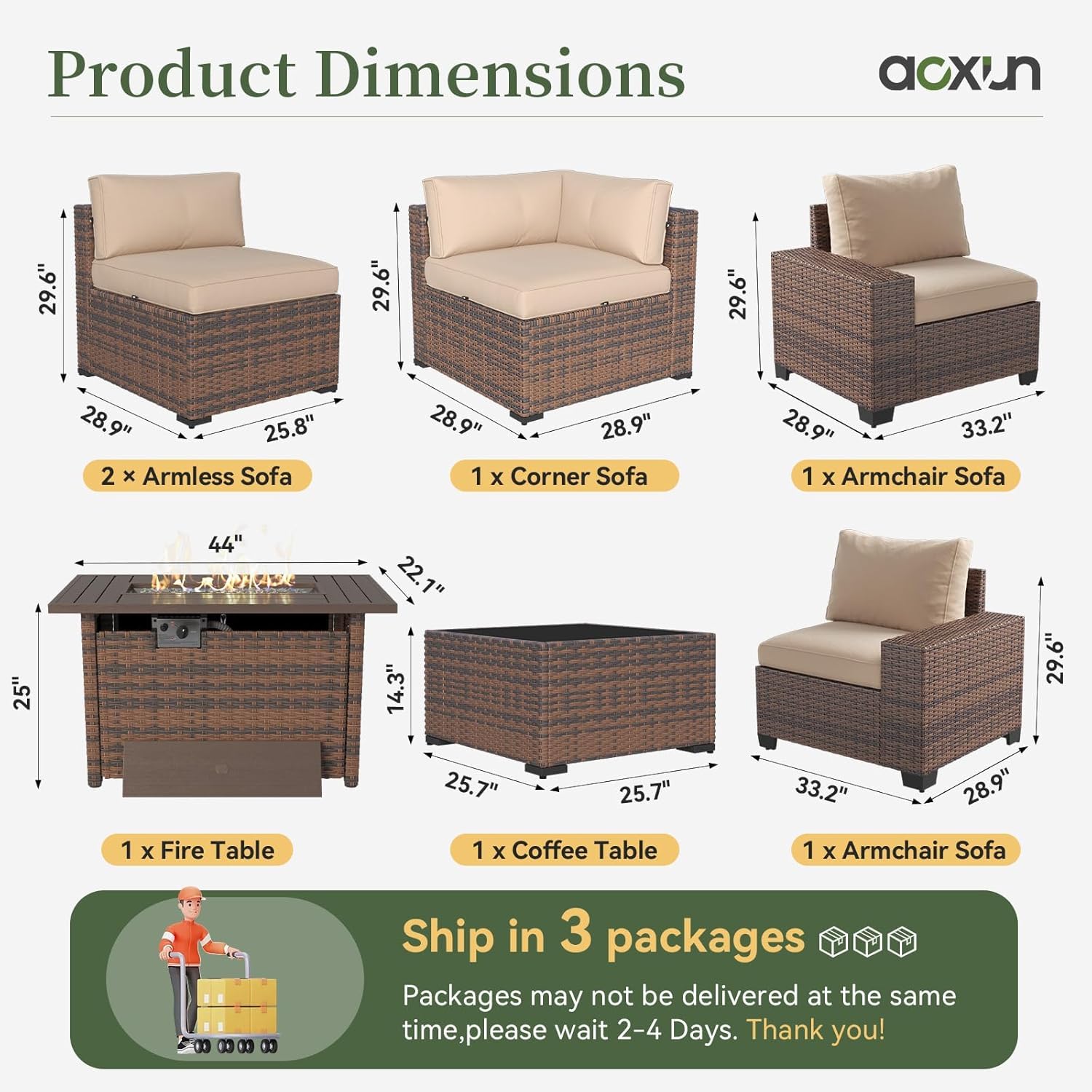 7点セットのパティオ家具セット、幅広いアームレストと44イン - Outdoor Furniture With Fire Pit Table のレビューと価格