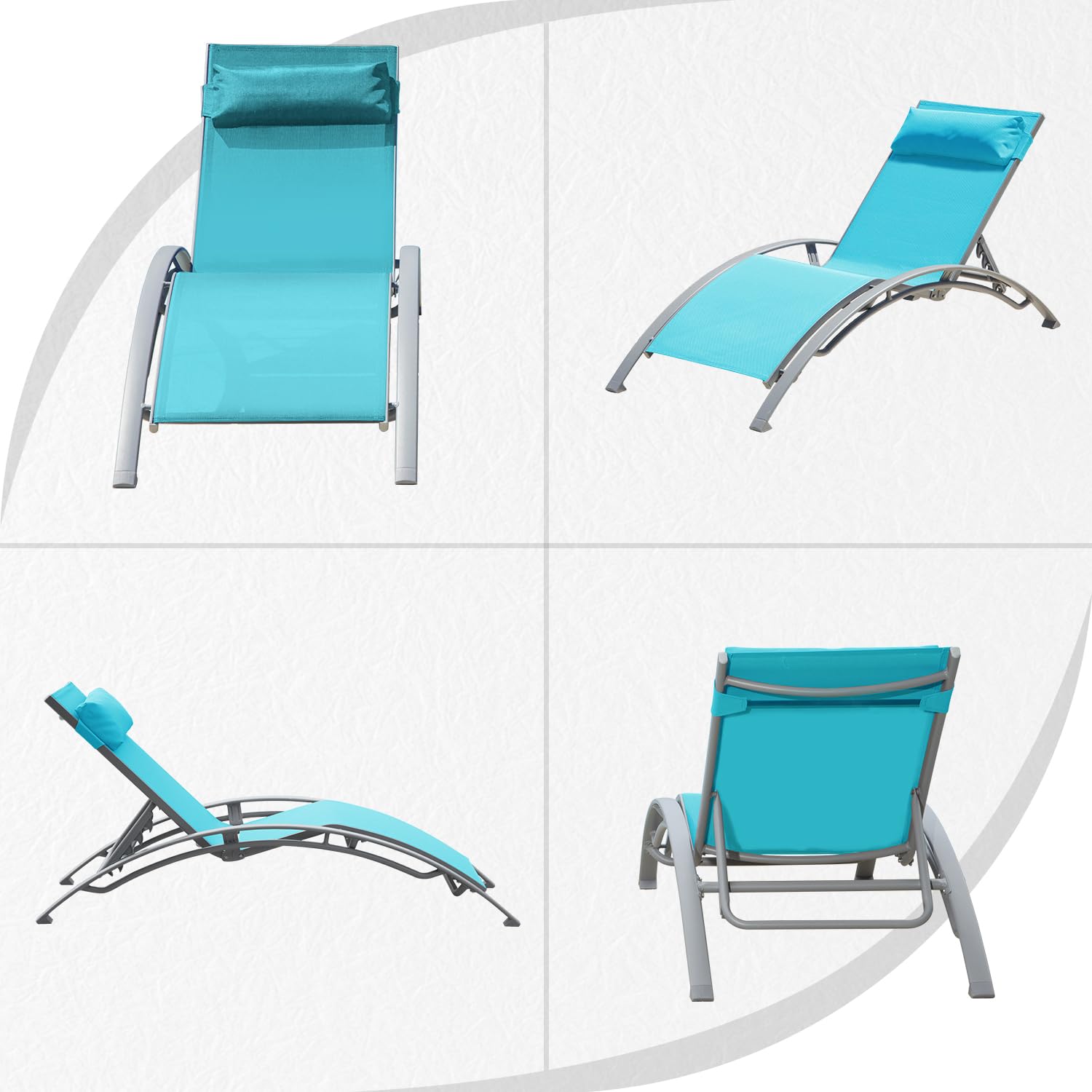 調整可能なアルミ製屋外用ラウンジチェアセット、金属製サイドテ - Deck Chair Lounger のレビューと価格