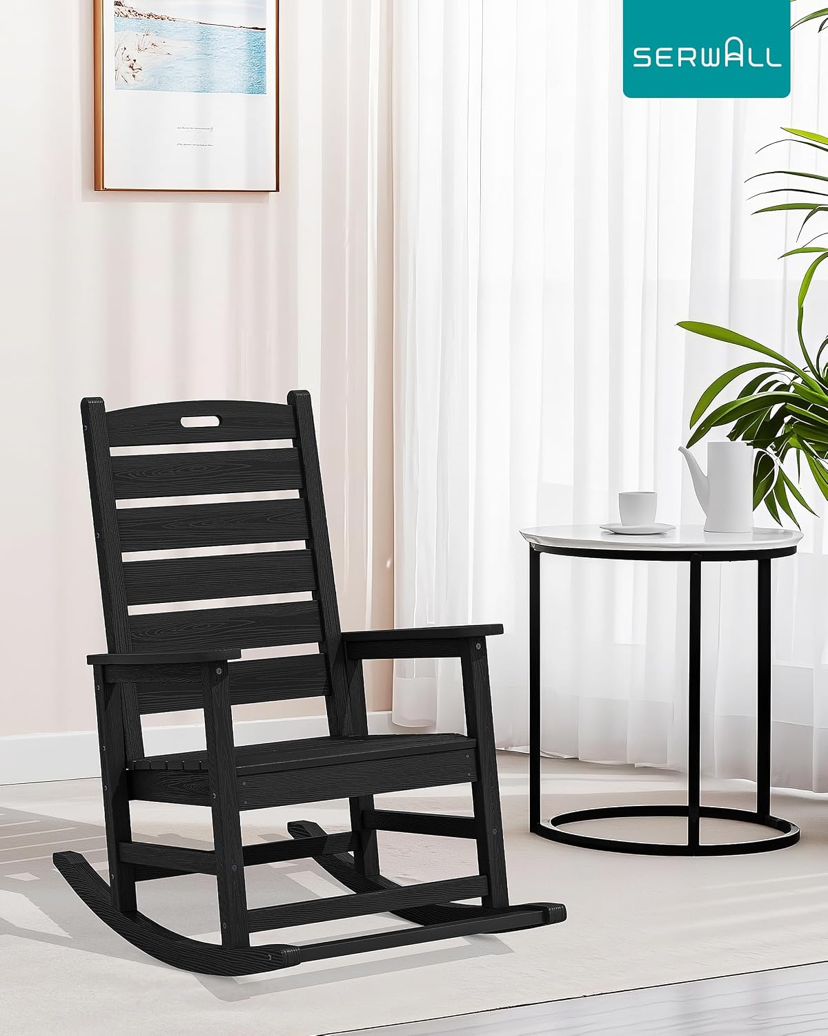 フットレスト付き大型屋外ロッキングチェア、全天候型HDPE製 - Deck Chair Lounger のレビューと価格