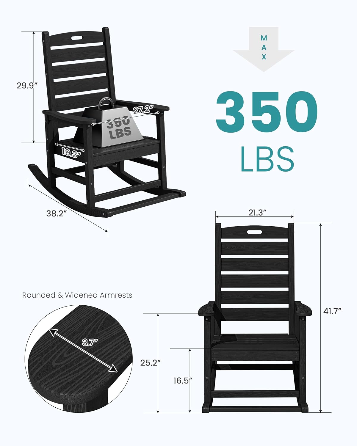 フットレスト付き大型屋外ロッキングチェア、全天候型HDPE製 - Deck Chair Lounger のレビューと価格