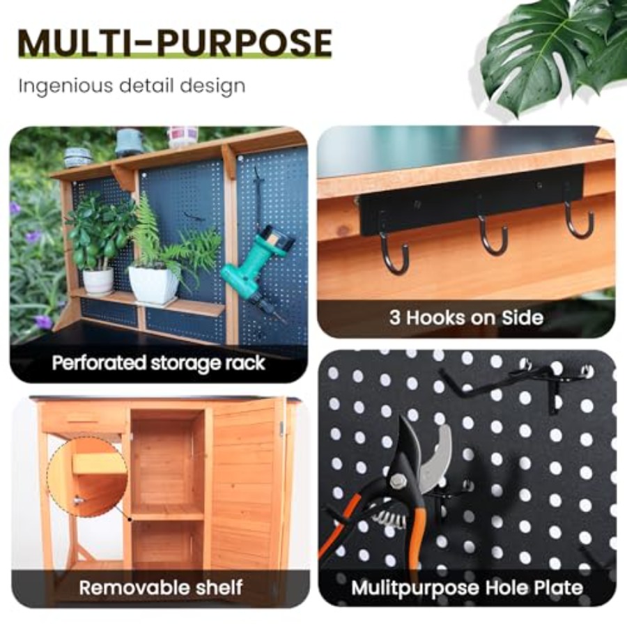 屋外ガーデン用植木鉢置き台、収納引き出し、キャビネット、金属 - Garden Bench Metal のレビューと価格