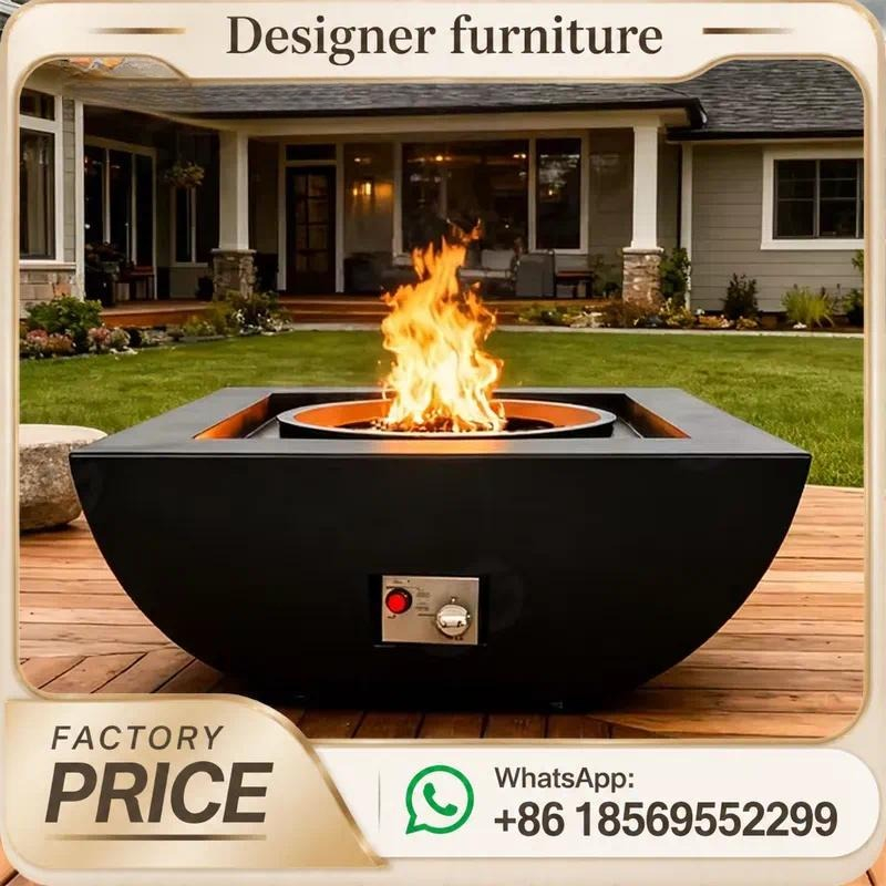 カスタム屋外ガスファイヤーピットテーブル スチール製パティオ - Outdoor Furniture With Fire Pit Table のレビューと価格