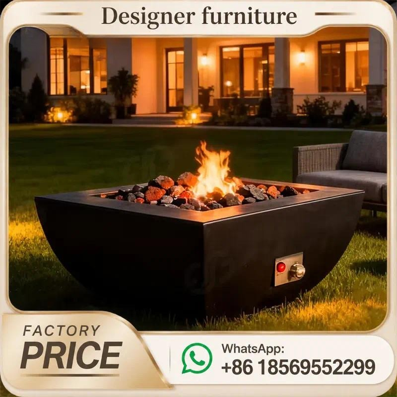 カスタム屋外ガスファイヤーピットテーブル スチール製パティオ - Outdoor Furniture With Fire Pit Table のレビューと価格