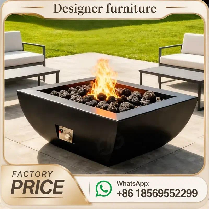 カスタム屋外ガスファイヤーピットテーブル スチール製パティオ - Outdoor Furniture With Fire Pit Table のレビューと価格