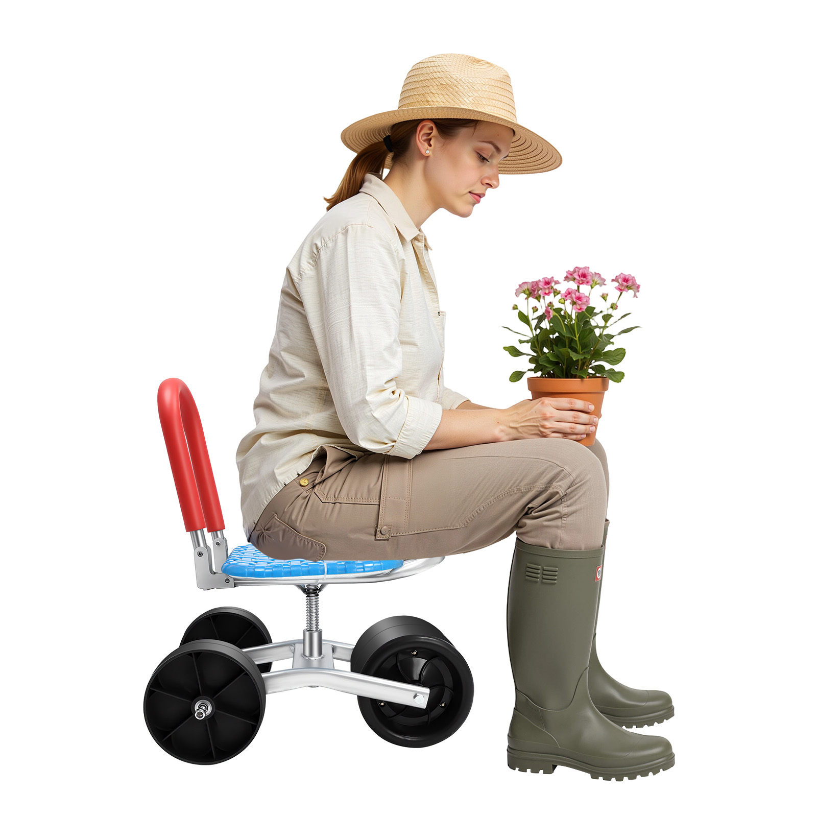 三輪式ガーデンツール、亜鉛メッキ高炭素鋼フレーム、360度回 - Outdoor Furniture Metal Chairs のレビューと価格