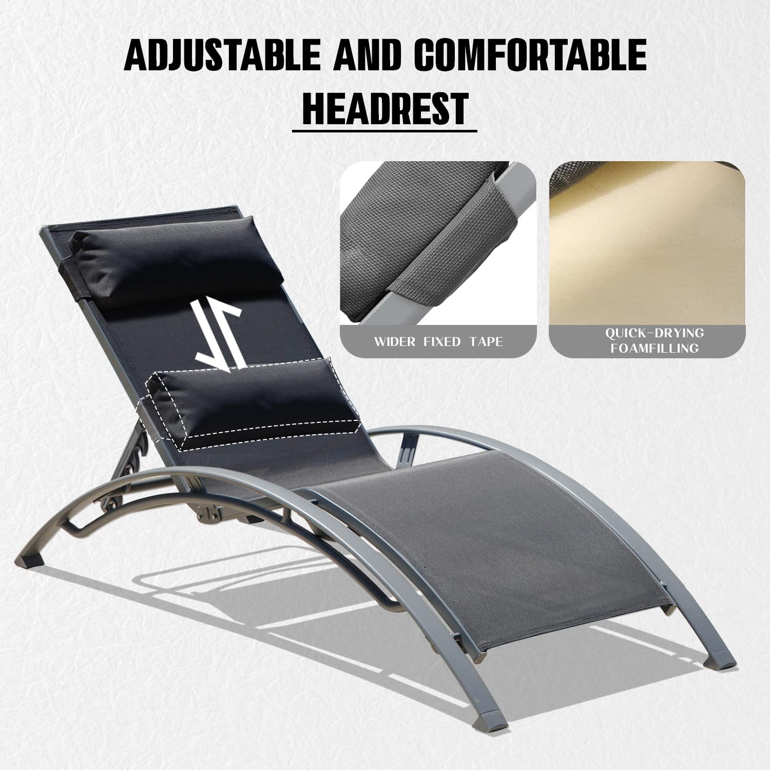 2個セット 調節可能なアルミ製屋外サンラウンジャー 全天候型 - Deck Chair Lounger のレビューと価格