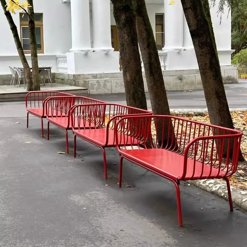 赤い屋外用ライト高級錬鉄製ベンチ屋外レジャーチェア中庭バルコ - Garden Bench Metal のレビューと価格
