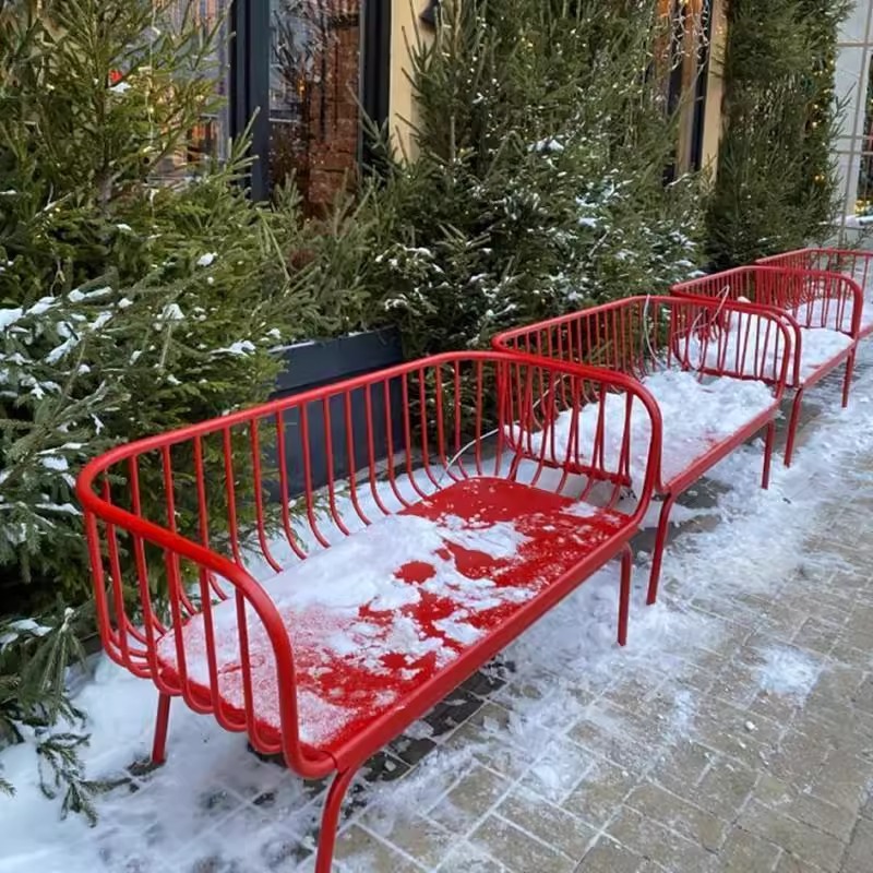 赤い屋外用ライト高級錬鉄製ベンチ屋外レジャーチェア中庭バルコ - Garden Bench Metal のレビューと価格