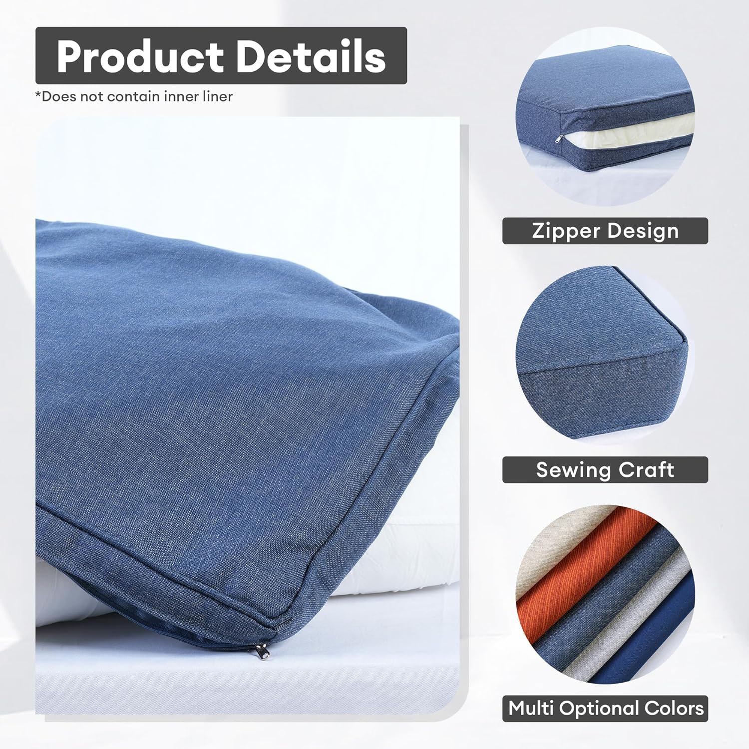 屋外パティオ家具用クッションカバー、デニムブルー、防水、ジッ - Outdoor Furniture Cushion のレビューと価格