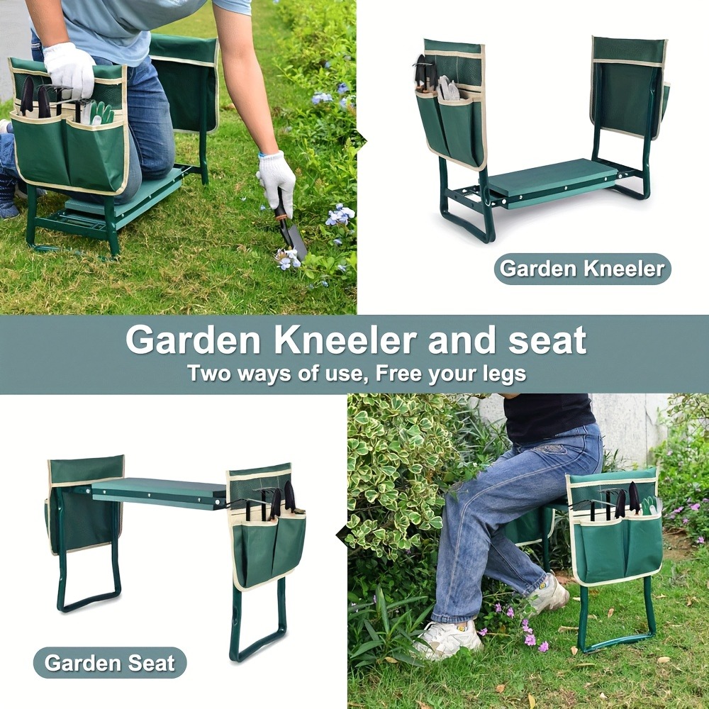 折りたたみ式ガーデンニーリングスツール、ソフトクッション付き - Outdoor Furniture Metal Chairs のレビューと価格