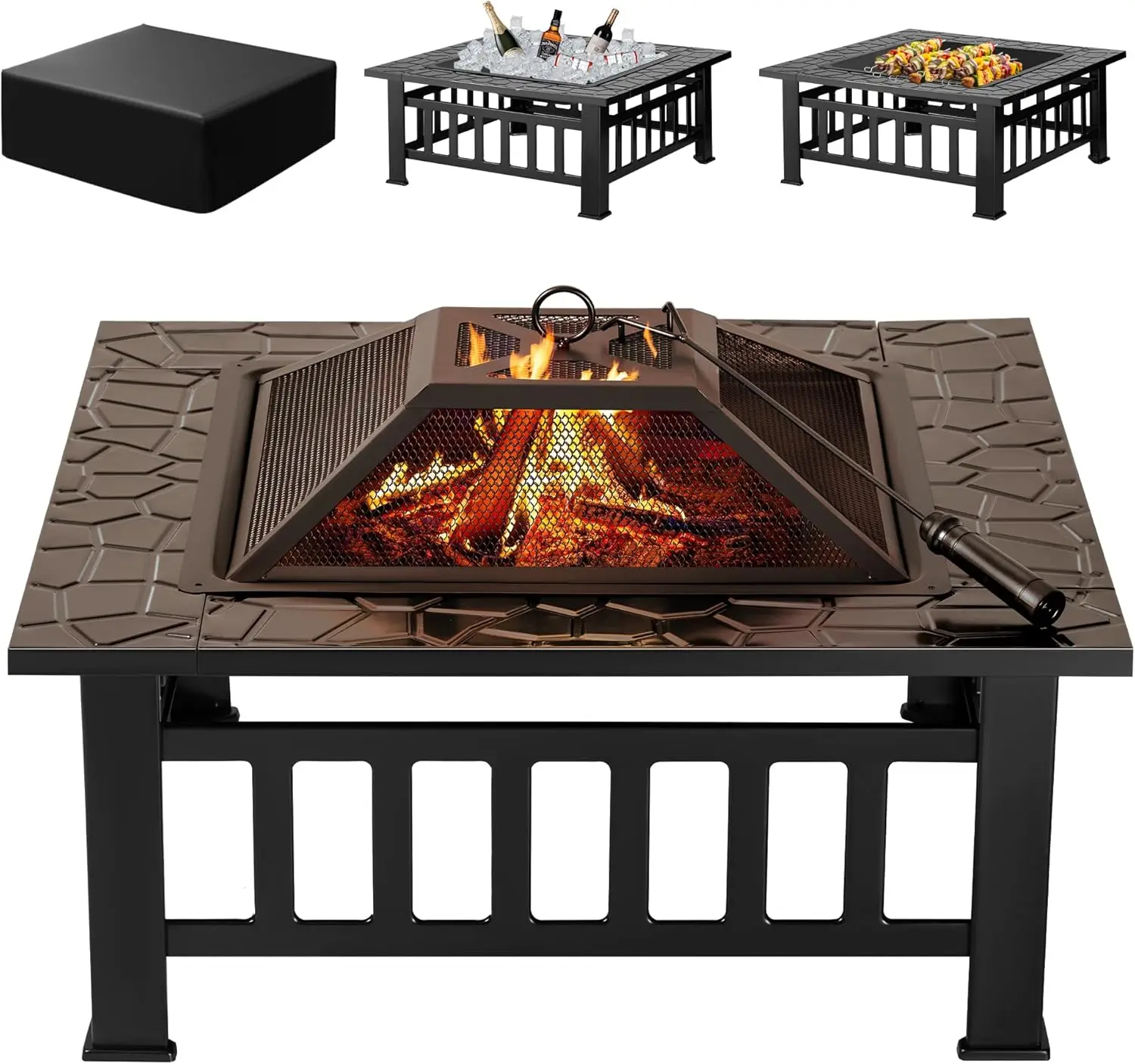 屋外ファイヤーピット、32インチファイヤーピットテーブル、防 - Outdoor Furniture With Fire Pit Table のレビューと価格