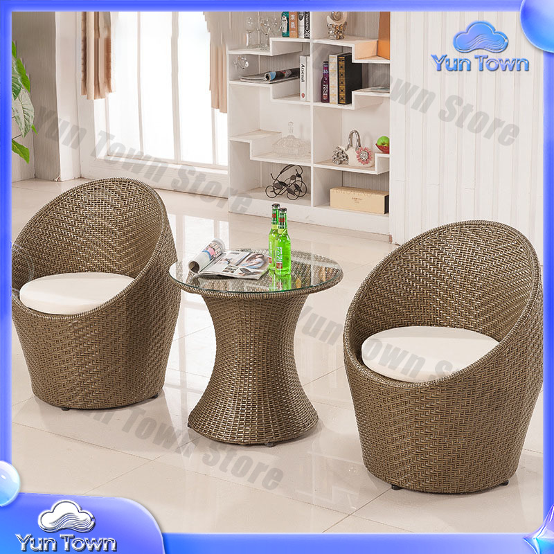 屋外用テーブルと椅子 ラタンチェア ティーテーブル 3点セッ - Outdoor Furniture Vietnam のレビューと価格