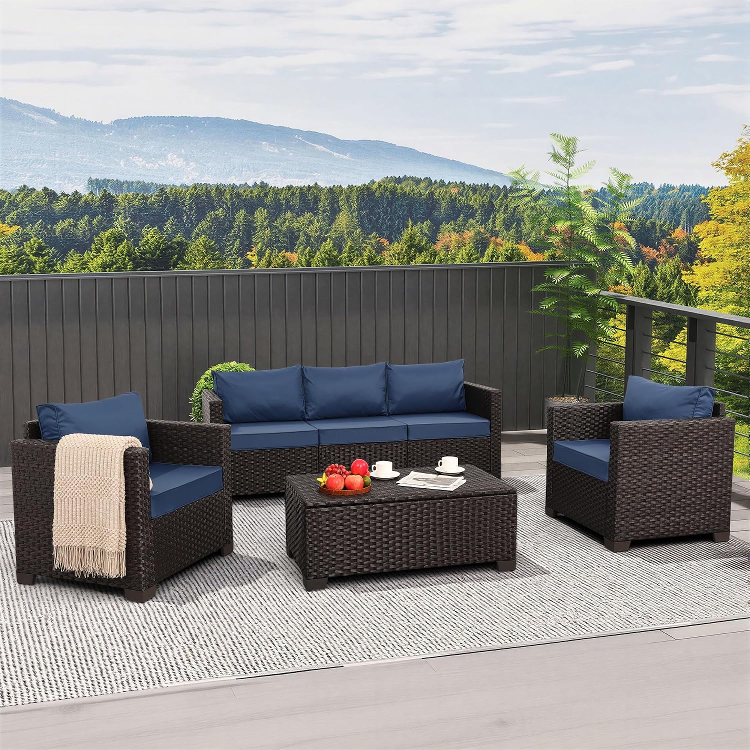 4ピースパティオ家具セット 45インチファイヤーピットテーブ - Outdoor Furniture With Fire Pit Table のレビューと価格