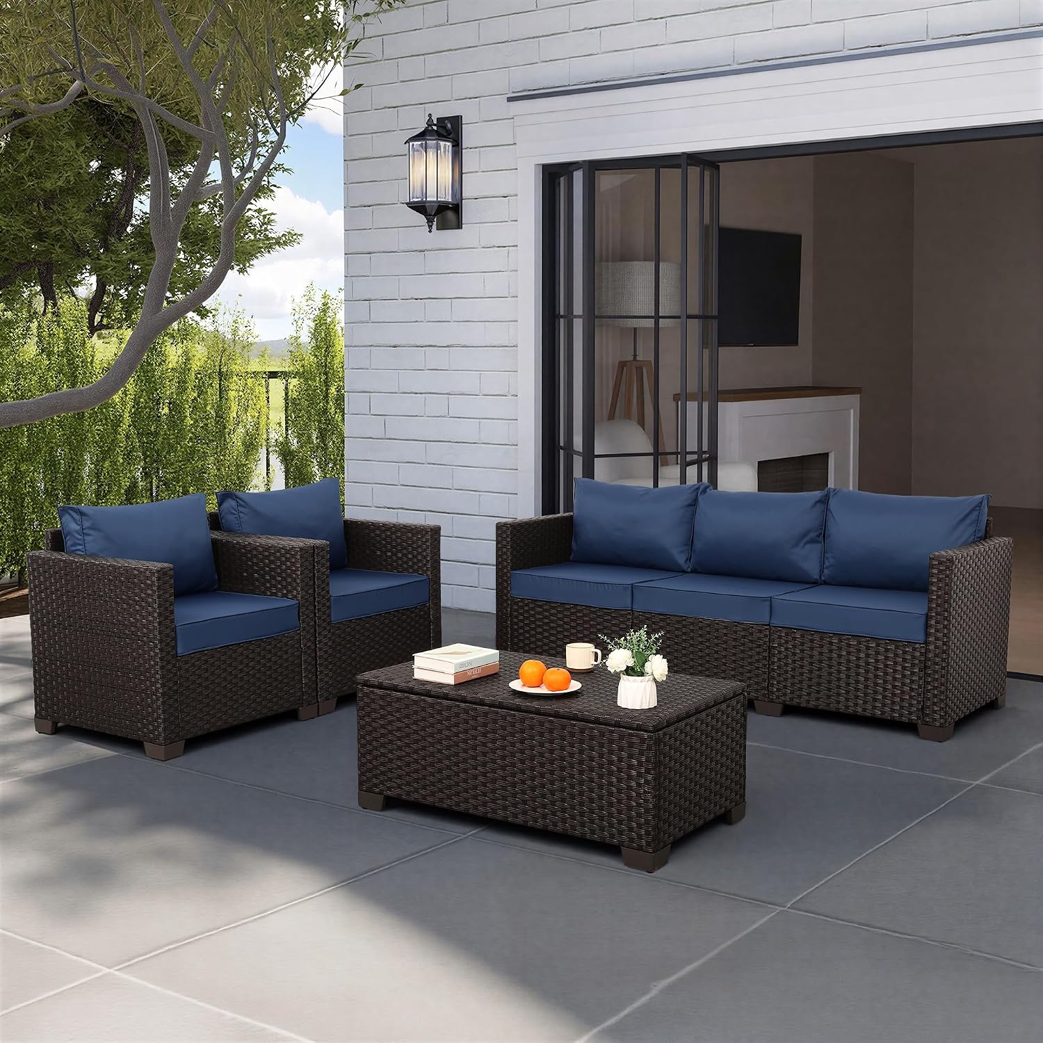 4ピースパティオ家具セット 45インチファイヤーピットテーブ - Outdoor Furniture With Fire Pit Table のレビューと価格