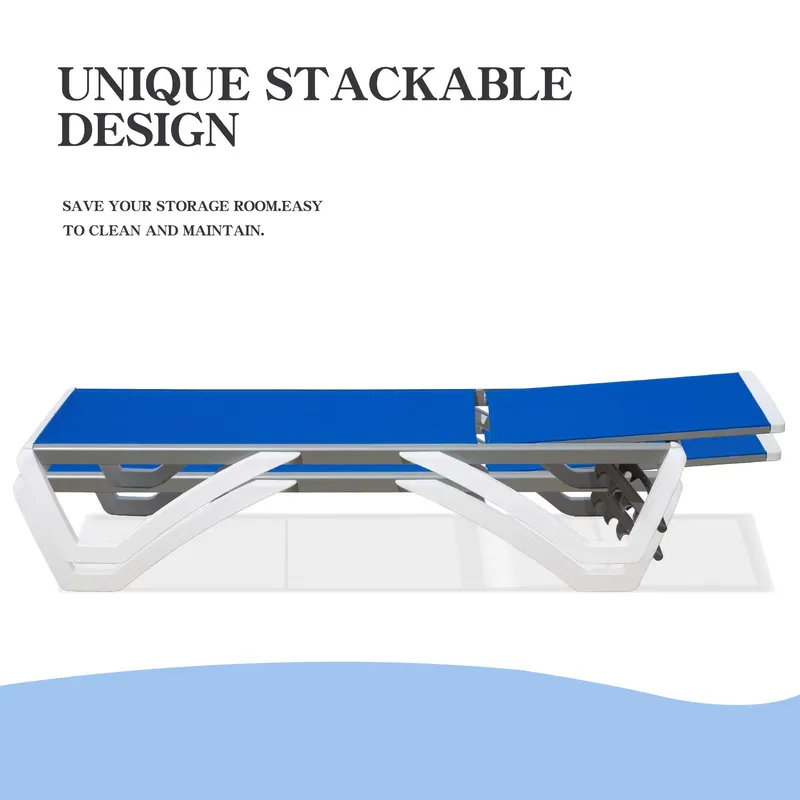 モダンなアルミ製調節可能ラウンジチェア、全天候型プラスチック - Deck Chair Lounger のレビューと価格