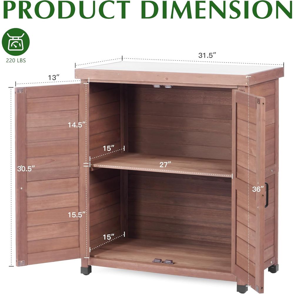 屋外用収納キャビネット＆金属製天板付き植木鉢置き台、木製パテ - Garden Bench Metal のレビューと価格