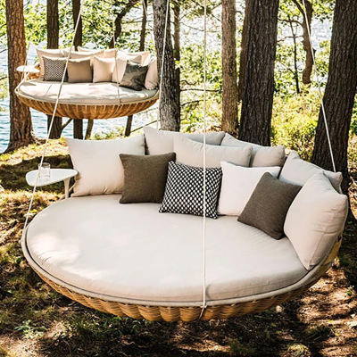 屋外用ハンギングデイベッド 丸型籐製スイングベッド パティオ - Outdoor Daybed Sofa のレビューと価格
